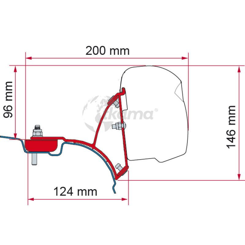8004815455286.jpg Kit adaptador toldo de Fiamma VW T5/T6 Transporter/Multivan DB (F43) soportes con terminaciones en negro - Imagen 1