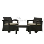 Conjunto Balcón Perugia Resina Imitacion Ratan Marron Chocolate de Chillvert