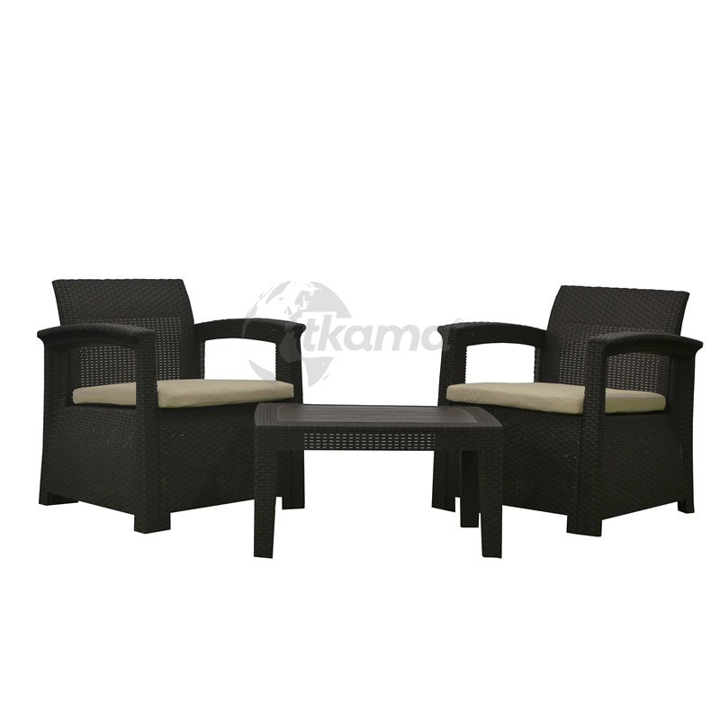 8436038134745.jpg Conjunto Balcón Perugia Resina Imitacion Ratan Marron Chocolate de Chillvert - Imagen 1