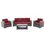 Conjunto Jardín Treviso Resina Imitacion Ratan Color Gris Claro de Chillvert