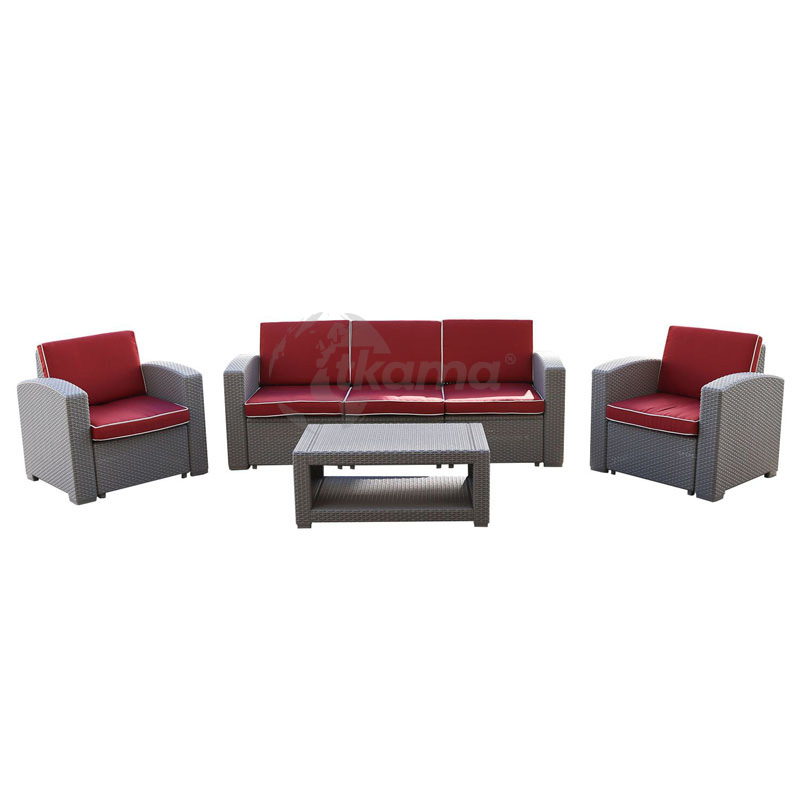 8436038134790.jpg Conjunto Jardín Treviso Resina Imitacion Ratan Color Gris Claro de Chillvert - Imagen 1