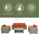 Conjunto Jardín Treviso Resina Imitacion Ratan Color Gris Claro de Chillvert - Imagen 3