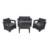 Conjunto Jardín Capri Resina Imitacion Ratan  Color Gris Antracita de Chillvert