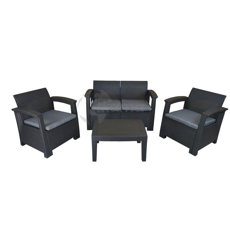 8436038135254.jpg Conjunto Jardín Capri Resina Imitacion Ratan Color Gris Antracita de Chillvert - Imagen 1