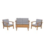 Conjunto Milan Madera De Eucalipto  Imitacion Teka Color Gris  de Chillvert