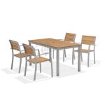 Mesa Bérgamo Madera Eucalipto Imitacion Teka Y Aluminio de Chillvert - Imagen 2