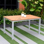 Mesa Bérgamo Madera Eucalipto Imitacion Teka Y Aluminio de Chillvert - Imagen 3