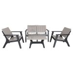 Conjunto Jardín  Siros  Resina Imitacion Madera  Color Antracita Y Beige de Chillvert