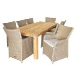 Conjunto Jardín Napoles Madera Aluminio Imitación Ratan Sintetico En Color Beige Con Funda De Poliéster de Chillvert