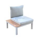 Sofa Individual Bérgamo Con Mesa Lateral En Aluminio Y Madera De Eucalipto Imitacion Teka En Color Gris.
 de Chillvert