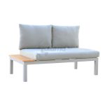 Sofa 2 Plazas Bérgamo Con Mesa Lateral En Aluminio Y Madera De Eucalipto Imitacion Teka En Color Gris.
 de Chillvert