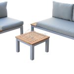 Mesita Bérgamo En Aluminio Y Madera De Eucalipto Imitacion Teka
 de Chillvert - Imagen 2