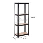 Estantería metálica negra 4 b. 60x30x148 cm de Catter House - Imagen 4